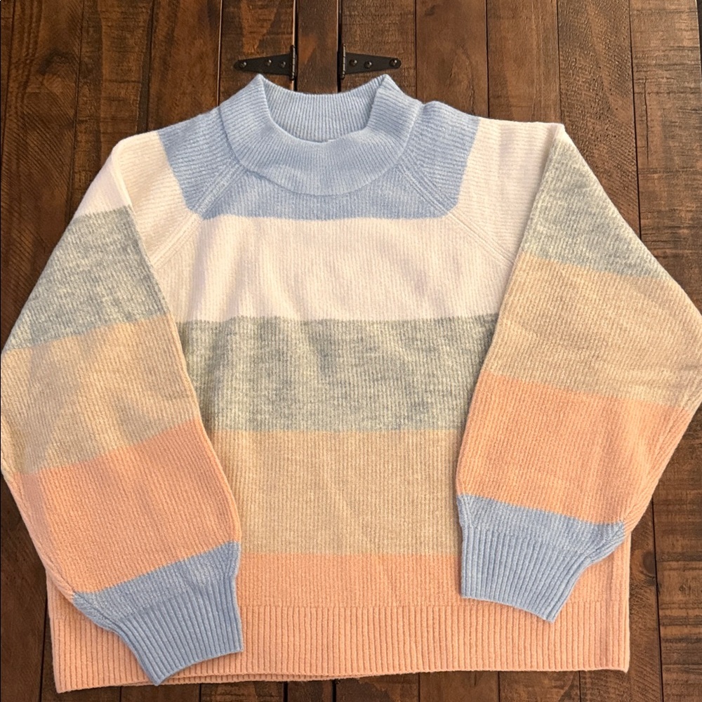 GAP Pastel Striped Mock Neck Sweater